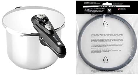 BRA Vitesse - Olla A Presión 4 Litros, Acero Inoxidable, Apto Para Todo Tipo De Cocina Incluida Inducción. + Monix A990932 - Junta Para Olla A Presión, Silicona, Capacidad 4, 6 Y 7 Litros