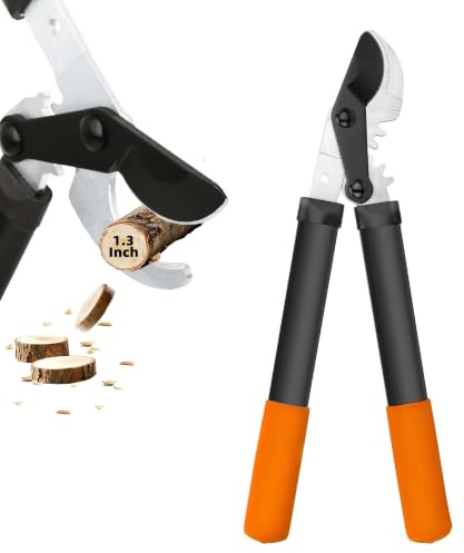 KLDOLLAR Loppers for Tree Trimming, Sharp Steel Blade Branch Cutter Bush and Tree Trimmer with 1.3 Clean Cut, Garden Clippers with Gear Action, Lightweight Pruner, Yard Tools for Gardening (15 Inch)