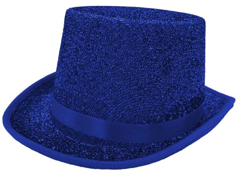Sombrero de Copa para Adultos, Sombreros Brillos para Disfraz de Carnaval Fiesta Halloween, Talla única (Azul)