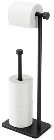 Umbra Cappa Toilettenpapierhalter freistehend, Aufbewahrung, Schwarz | Stahl, minimalistisches Design, platzsparend, Jumbo Ersatzrollen, erhöhte Basis, langlebig, umweltfreundliche Beschichtung