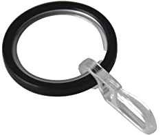 GARDINIA Anelli per Bastoni per Tende con Ø 20 mm, Con Inserto Scorrevole e Gancio per Tende, 10 Pezzi, Linea Chicago, Larghezza 4 mm, Metallo, Nero Opaco