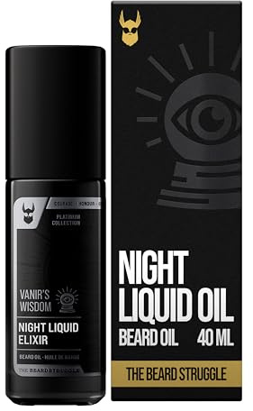 The Beard Struggle Night Liquid Elixir Beard Oil - Platinum Collection - Vanir's Wisdom - skäggolja för män - naturlig blandning för hälsosammare skäggtillväxt (30 ml)