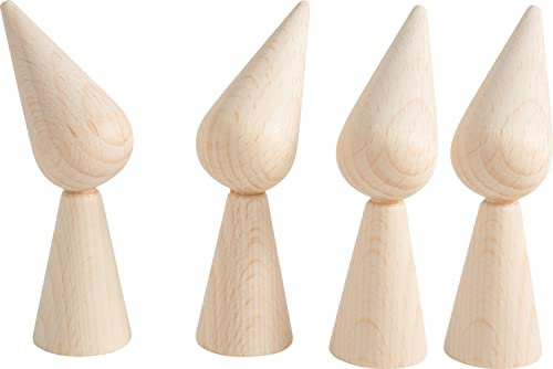 VBS Wichtelfiguren 4 Stk. Holzfiguren Kegel 6.2 cm hoch 3.0 cm breit 2.0 cm lang Weihnachtsdeko