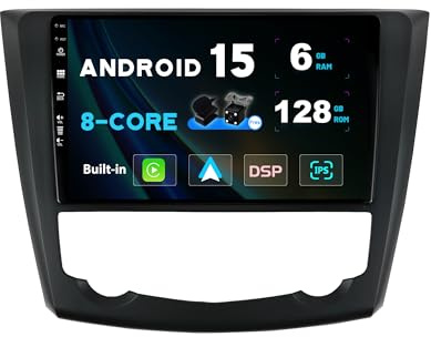SXAUTO Autoradio Android 13-6G + 128 G – IPS, convient pour Renault Kadjar (2015-2019), Carplay/Android Auto/DSP, caméra LED + MIC, commande au volant DAB Fast Boot 360 caméra WiFi – 2 DIN 9 pouces