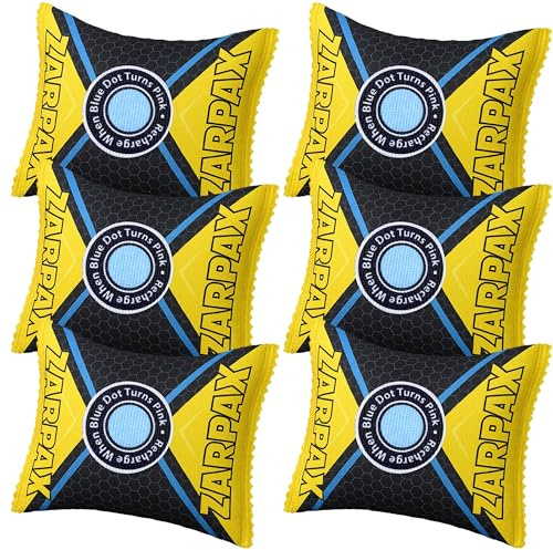 Zarpax 4.4 oz/125g Rechargeable Desiccant Packs Dehumidifier Bag - 6 Pack - Moisture Absorbers For Safes, Car, Bathroom, Storage - Moisture Remover Eliminates Humidity - Reusable Desiccant Bags