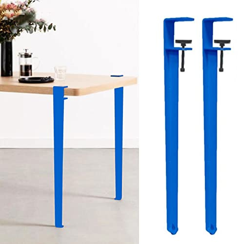 Metal Clamp Table Legs,F-shaped Furniture Legs,Coffee Table Legs Bar Legs,for Diy Furniture Console,No Punching Design to Protect the Desktop,With Floor Protectors (40cm(15.7in),Bl