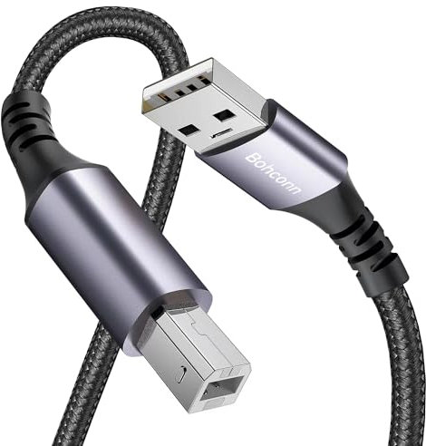 Bohconn USB Printer Cable 1M USB 2.0 Type A Male to B Male Printer Scanner Cord Compatible with Canon, HP DeskJet/Envy, Lexmark, Dell, 3D, DAC, Xerox, Samsung etc