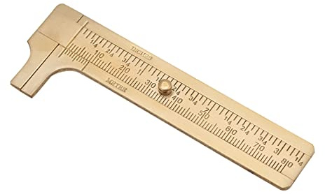 Messschieber-Lineal aus Messing Doppelskala Mm Zoll Vintage-Stil Bequem zu Tragen Hohe Präzision für den Täglichen Gebrauch (GS02759-01)