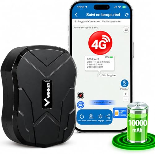 Winnes Traceur GPS 4G Tk905B Très Longue Veille/Alarme Moto/Couverture Mondiale GPS Voiture