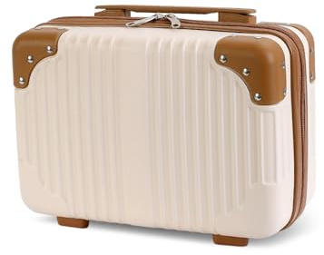 Balakaka Kosmetikkoffer Hartschale Beauty Case Tragbare Wasserdicht Reise Kosmetiktasche mit mit Handgriff und Reißverschluss, Verschleißfest Make Up Reisetasche für Damen Mädchen, Beige