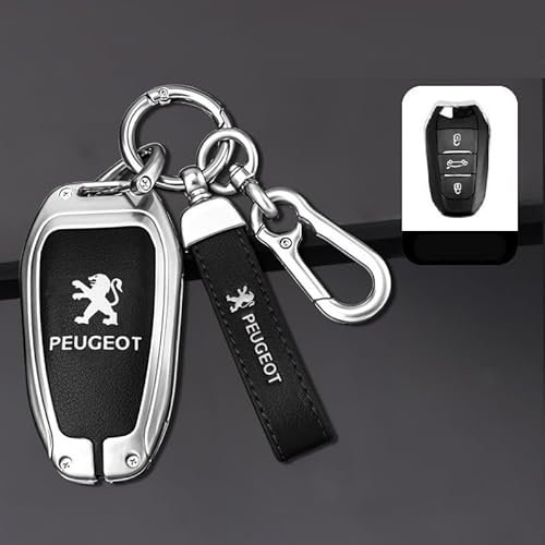 DLXYZML Auto Schlüssel Cover für Peugeot 3008 2020-2023,Zinklegierung Autoschlüssel Gehäuse Autoschlüssel Shell Autoschlüssel Hülle Schutz-Hülle für Autoschlüssel Antikollisions Anti Fall Autozubehör