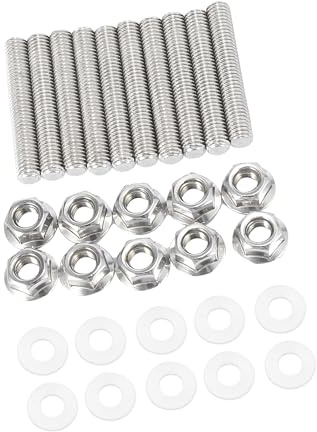 A ABSOPRO 10pcs Stainless Steel Exhaust Manifold Bolt Stud Hardware for Car Durable Material Item Replacement