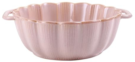 DSDGVDFBV Rose,10in, Grand Plat À Lasagne Profond Cocotte Ronde en Céramique avec Poignée Grand Plat De Bélier avec Poignée Cocotte À Micro-Ondes Ustensiles De Cuisson en Porcelaine Allant Au Four