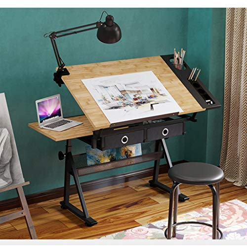 ABBNIA Zeichentische Höhenverstellbarer Zeichentisch Neigbarer Basteltisch Mit Stauraum Ahornplatte Kunsttisch Für Den Home-Office-Zeichentisch