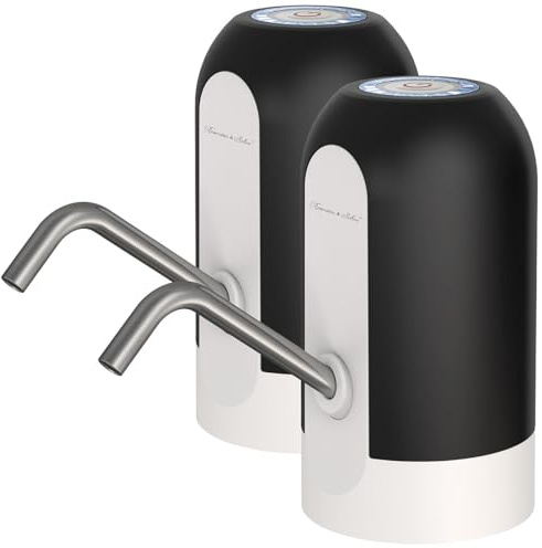 Rosenstein & Söhne Flaschen-Wasserpumpen: 2er-Set Akku-Wasserflaschen-Pumpen, für Gallonen-Flaschen, USB-C (Trinkwasserpumpe USB, Frischwasserpumpen, Trinkflasche)