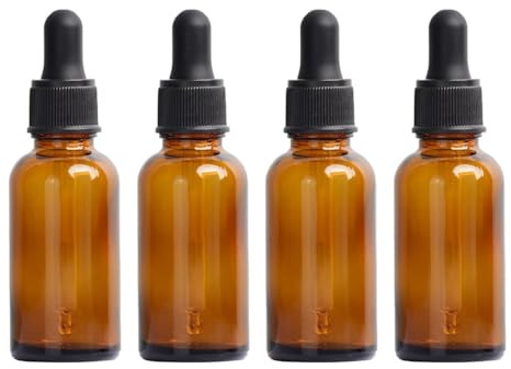 KOMUNJ 4 x 10 ml Braun Pipettenflasche,Apothekerflasche Pipette,Pipettenflasche Braunglas,Glasflaschen für Ätherisches Öl,Mini Pipettenflasche,für Ätherische Öl,Parfümöle