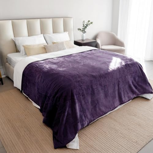 Dreamzie - Vattentät hundtäcke 152x203 cm - Vändbar vattentät filt - För hundsäng och soffa i Sherpa Fleece - Tvättbar - Lila