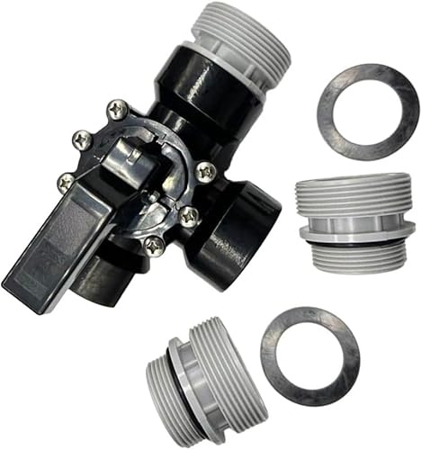 Generisch 3-Wege Pool Kugelhahn, 3-Wege Zylinderhahn Drehscheibenventil, Absperrhahn für Pool, Anschluss Ø 32/38mm, Komplettset für Poolschlauch für 4517 Spa