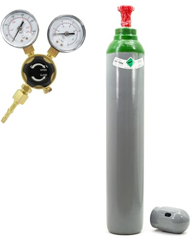 Bouteille de gaz de protection Argon avec réducteur de pression Argon – 10 l 200 bar remplie + réducteur de pression Mini Ar/CO2 BestSchweissen.de pour gaz de soudage TIG MIG MAG MAG