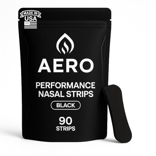 Performance Nasal Strips for Breathing (90 Count) - Oil & Sweat Proof Adhesive - Athletic Nasal Strips for Snoring & Sleeping - Black, Wide Body, Universal Fit, Extra Strength
