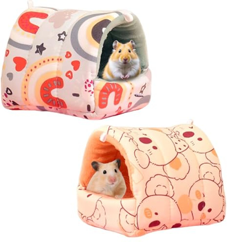 2 Pièces Maison pour Cochon d'Inde Lit Lapin, pour Petits Animaux de Compagnie Lits Grotte Chauds Petits Animaux Couchages Cabane pour Hamsters Chinchillas Furet