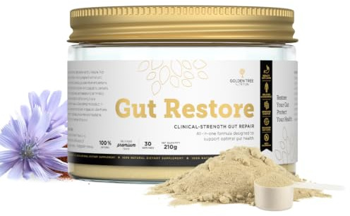 Golden Tree Gut Restore – Polvo para la salud intestinal, 225 g | Con iInulina, Extracto de kiwi dorado, Enzimas digestivas y Fibra, Fibra en polvo, Para el soporte digestivo