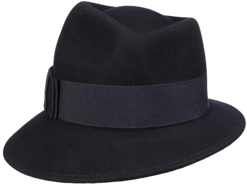 LIERYS Asym Damenhut mit Ripsband Wollfilzhut Hut Filzhut für Damen - Made in Italy Frühling-Sommer Herbst-Winter - One Size blau