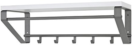 HAKU Wandgarderobe anthrazit, weiß, MDF, Metall - Maße: B 70 cm x H 23 cm x T 30 cm, Style: Modern