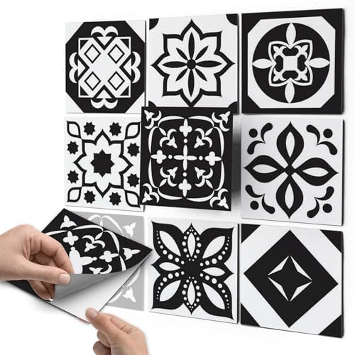 CREATISTO Mosaik-Fliesen Fliesensticker Fliesenfolie - Hochwertige Sticker Aufkleber für Wandfliesen I Klebefliesen Deko Folien für Fliesen Ornament in Bad u. Küche (10x10 cm I 54 -Teilig)