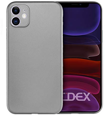 doupi UltraSlim Custodia per iPhone 11 (6,1 pollici), satinato fine piuma facile mat semi trasparente Cover, grigio