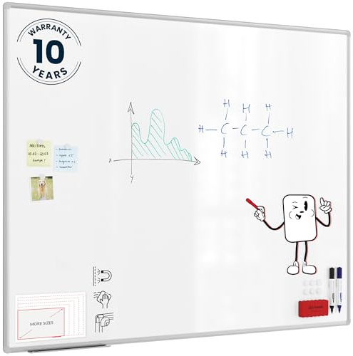 Allboards, magnetisches Whiteboard mit Expo-Alurahmen, trocken abwischbar und beschreibbar, wandmontierbar, 150 x 120 cm.