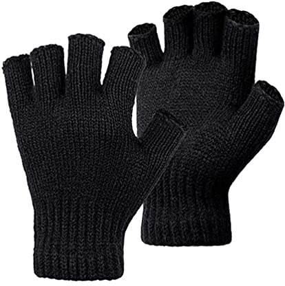 Primo Black Mens Boys Girls Women Warm Half Finger Fingerless Gloves