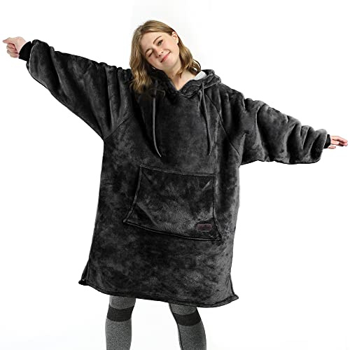 Catalonia Classy Sherpa Hoodie Decke mit Ärmeln Deckenpulli，Tragbare Decke zum Anziehen für Damen Herren Teenager Mädchen Jungen, Warme Geschenke Kuschelpulli Erwachsene Übergroße weich Ärmeldecke