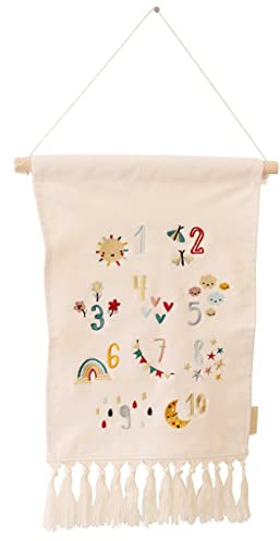 Papierdrachen Wanddeko für Jungen und Mädchen - Dekoration aus Stoff für das Kinderzimmer - Boho Wandteppich - Wandbehang mit Zahlen - Set 2