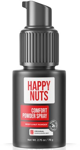 HAPPY NUTS Comfort Powder Spray: Anti Chafing & Mens Deodorant, Aluminum-Free, Sweat and Odor Control for Jock Itch, Groin and Men's Private Parts