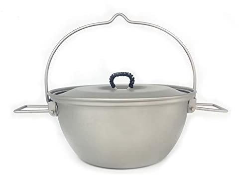 YYDS Outdoor Camping Camping Kochgeschirr Tragbarer leichter Topf Outdoor Indoor Küche Familie Lagerfeuer Wandern Camping Herd Titan Topf Abenteuer Picknicks (Größe: 1,8 l)