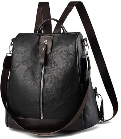 Wishliker Zainetto Donna Pelle Antifurto Viaggi,Nero