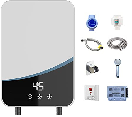 CEIEVER Calentador de agua de caudal para ducha, 7000 W, 220 V, mini calentador de agua instantáneo, con pantalla LED, para baño, cocina (TUC0864-HJC-EU)