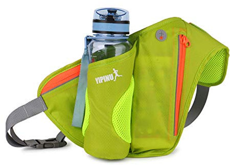 ADITAM Sport Hüfttasche Laufgürtel mit Flaschenhalter Bauchtasche Reise Jogging Bauchtasche für Damen Herren Outdoor Camping Wandern Tasche Sling Brusttasche Wasserdichtes Nylon Grün Double The