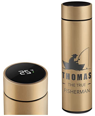 Maverton Travel Mug with Engraving for Man, Removable Tea Infuser, Fishing