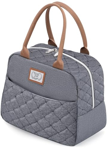 Lekespring Bolsa Termica Porta Alimentos 9L | Nevera Portatil Pequeña Antifugas - Bolsa Comida Trabajo sin BPA - Bolsa Termica con Superficie Impermeable - Acolchado Gris