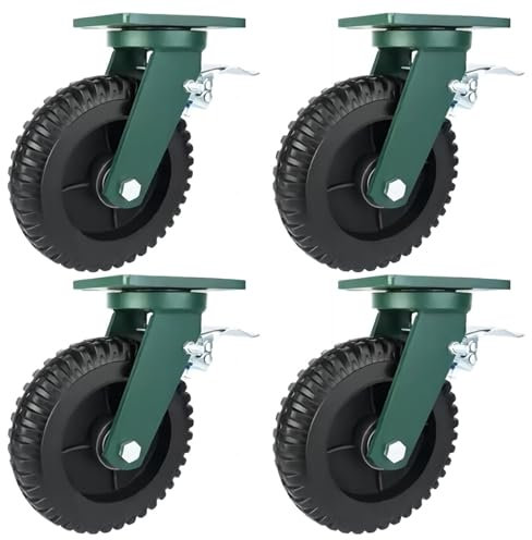 4 Industrierollen Schwerlastrolle Tragkraft 1800 Kg Bockrollen/Lenkrollen Mit Bremse, Transportrollen Mit Axialkugellager, Ø 150mm 200mm Vollgummi-Rad Lenkrolle Pannensichere