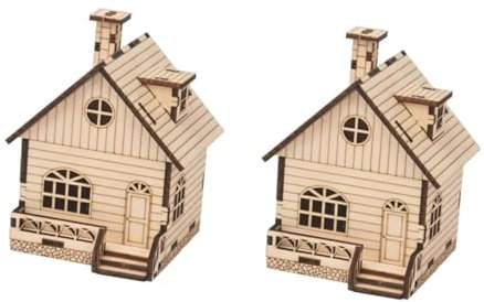 Toyvian 2 Sätze Spieluhr Selber Bauen Weihnachtliche Gebäudedekorationen Weihnachtsdorf-Szene Weihnachtsdorfhaus-Puzzle Musterhaus Modellhaus Bausatz Selber Machen 3D Musik Holzhaus Stahl