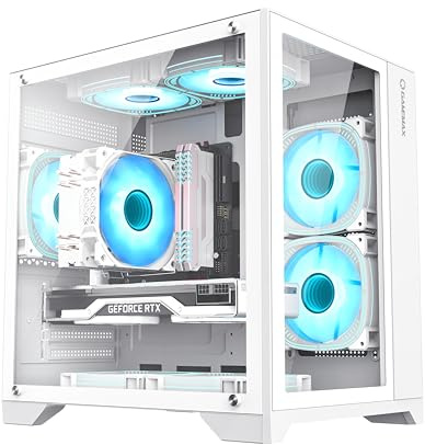 GameMax Infinity Mini Micro-ATX PC Gaming Case, Tempered Glass Side Panel | White