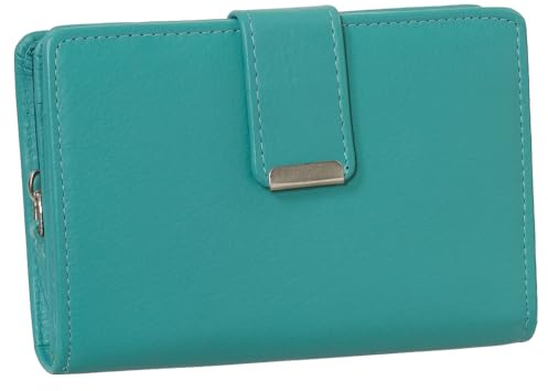 Ledershop24 RFID Damen Leder Geldbörse Portemonnaie Geldbeutel - Geschenkset + exklusiven Schlüsselanhänger - Farbe Aqua