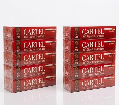 Cartel Filterhülsen 100mm Extra Lang Long Zigarettenhülsen Cigarette Tubes (Cartel Filterhülsen 100s 2000 Stück - 10 x 200 Hülsen 25mm Zigarettenhülsen Cigarette Tubes)