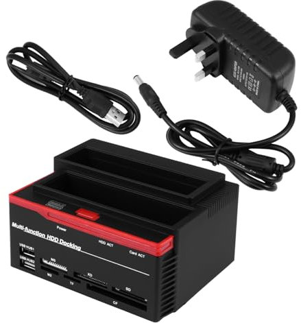 BESTonZON Hard Reader Two Position Base Multi-function Usb Hub for Disk Compatible Memory Cards and Laptops Uk Plug