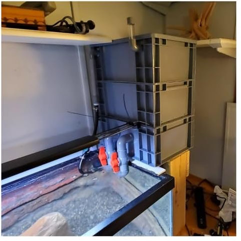 Groß Aquarium-Außenfilter-Set, 3 Ebenen Filterbox Für Aquarien Und Teiche, Einfache Reinigung Und Montage, Keine Pumpe Und Filtermedien Im Lieferumfang Enthalten (Farbe : Blau, Größe : 60x40x68cm)