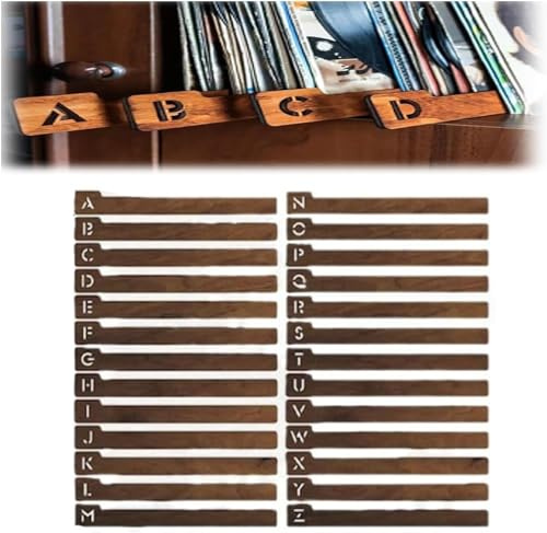 Séparateurs de disques vinyles en bois, intercalaires alphabétiques de A à Z, 26 guides de rangement pour disques, séparateurs de livres, séparateurs d'album vinyle pour CD