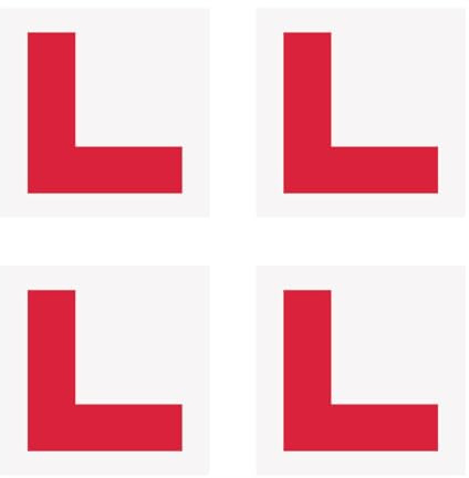Tabanzhe 4 PCS L Plates Stickers,Self Adhesive Waterproof Red L Plate for Car Motorcycle,L Stickers Learner Signs Plates for New Car Learner Automotive Internship Drivers